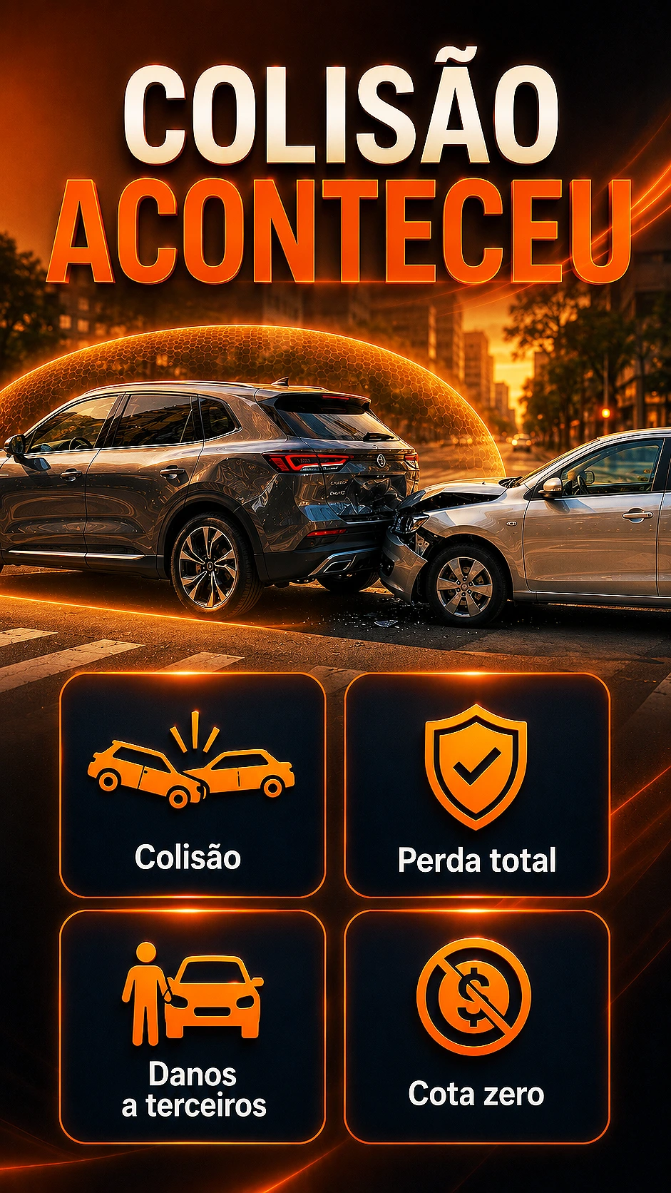 Cena de colisão urbana com proteção Agibens contra perda total e terceiros